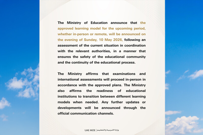 MOE provbvides more information on why it is deferring the decsion on reopening UAE schools sunday 1