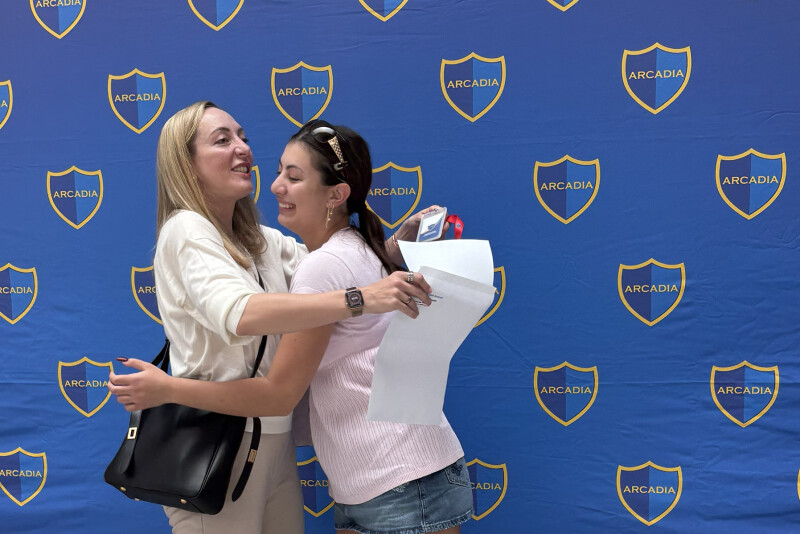Hugs and congratulations at Arcadia British School Dubai